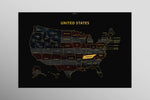 Tennessee State Map — Haptic 3D Embossed Metal Wall Art rolled canvas preview D