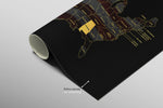 Alabama State Map — Haptic 3D Embossed Metal Wall Art rolled canvas preview B