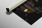 Alabama State Map — Haptic 3D Embossed Metal Wall Art rolled canvas preview C