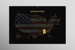 Alabama State Map — Haptic 3D Embossed Metal Wall Art rolled canvas preview D