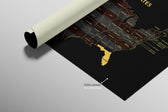 Florida State Map — Haptic 3D Embossed Metal Wall Art rolled canvas preview C