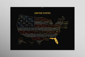 Florida State Map — Haptic 3D Embossed Metal Wall Art rolled canvas preview D