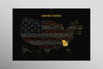 Georgia State Map — Haptic 3D Embossed Metal Wall Art rolled canvas preview D