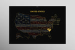South Carolina State Map — Haptic 3D Embossed Metal Wall Art rolled canvas preview D