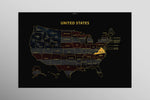 Virginia State Map — Haptic 3D Embossed Metal Wall Art rolled canvas preview D