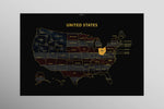 Ohio State Map — Haptic 3D Embossed Metal Wall Art rolled canvas preview D