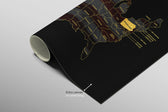 Pennsylvania State Map — Haptic 3D Embossed Metal Wall Art rolled canvas preview B