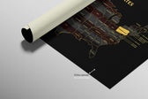 Pennsylvania State Map — Haptic 3D Embossed Metal Wall Art rolled canvas preview C