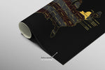 New York State Map — Haptic 3D Embossed Metal Wall Art rolled canvas preview B