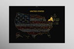 New York State Map — Haptic 3D Embossed Metal Wall Art rolled canvas preview D