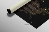 Vermont State Map — Haptic 3D Embossed Metal Wall Art rolled canvas preview C