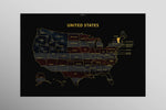 Vermont State Map — Haptic 3D Embossed Metal Wall Art rolled canvas preview D