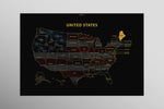 Maine State Map — Haptic 3D Embossed Metal Wall Art rolled canvas preview D