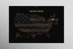 Massachusetts State Map — Haptic 3D Embossed Metal Wall Art rolled canvas preview D