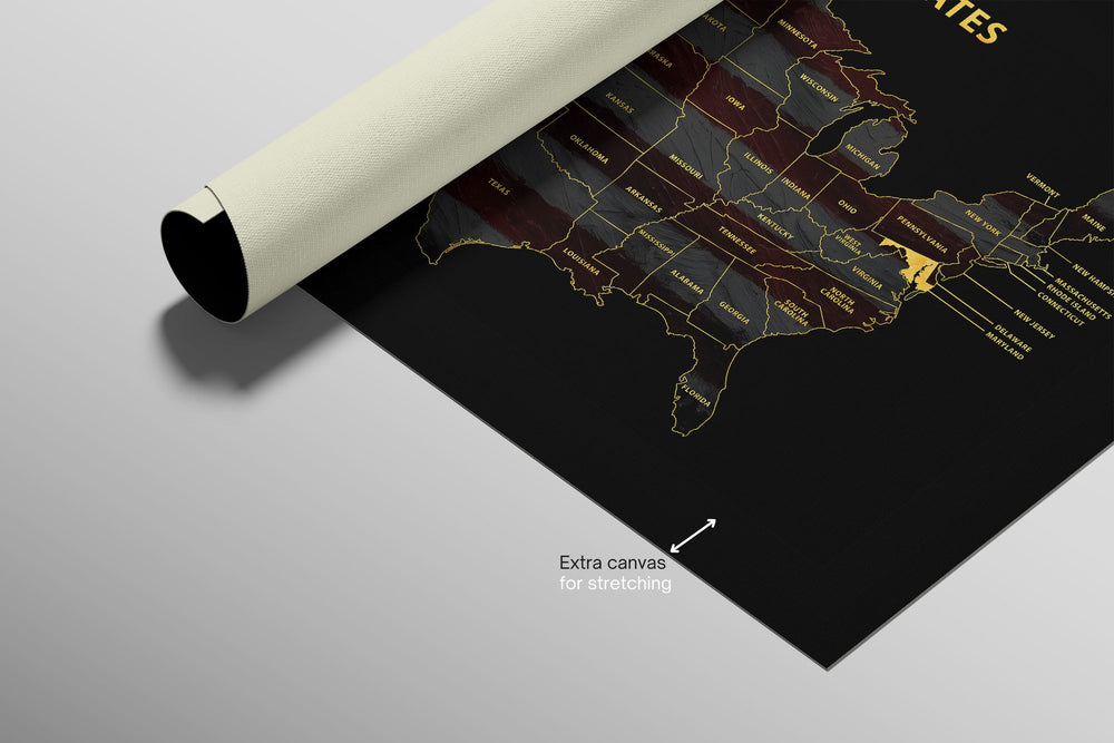 Maryland State Map — Haptic 3D Embossed Metal Wall Art rolled canvas preview C