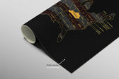 Kentucky State Map — Haptic 3D Embossed Metal Wall Art rolled canvas preview B