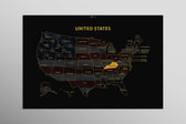 Kentucky State Map — Haptic 3D Embossed Metal Wall Art rolled canvas preview D
