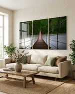 Suspension Bridge Mega Glass Wall Art - Lifestyle preview in a designer interior