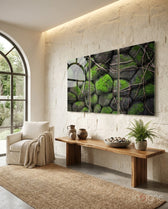 Mossy Stones Mega Glass Wall Art - Lifestyle preview in a designer interior
