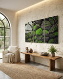 Mossy Stones Mega Glass Wall Art - Lifestyle preview in a designer interior