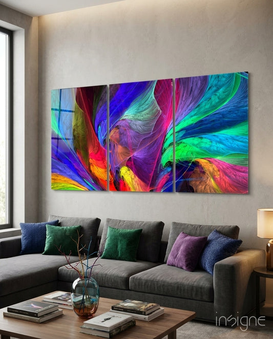 Dance of Colors Mega Glass Wall Art - Lifestyle preview in a designer interior
