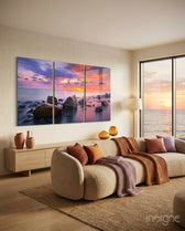 Red Sunset Mega Glass Wall Art - Lifestyle preview in a designer interior