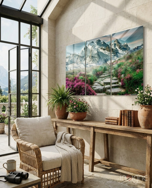 Path Road Mega Glass Wall Art - Lifestyle preview in a designer interior