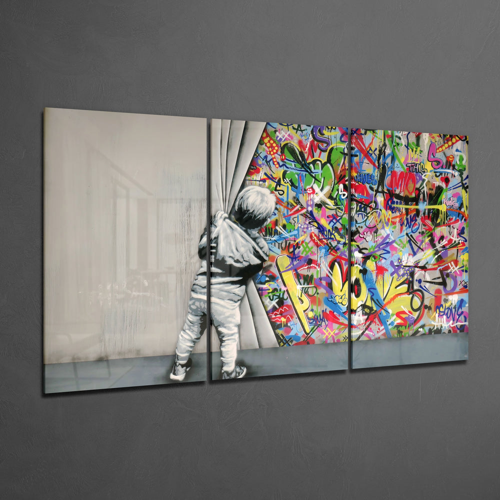 Behind The Curtain Mega Glass Wall Art.
