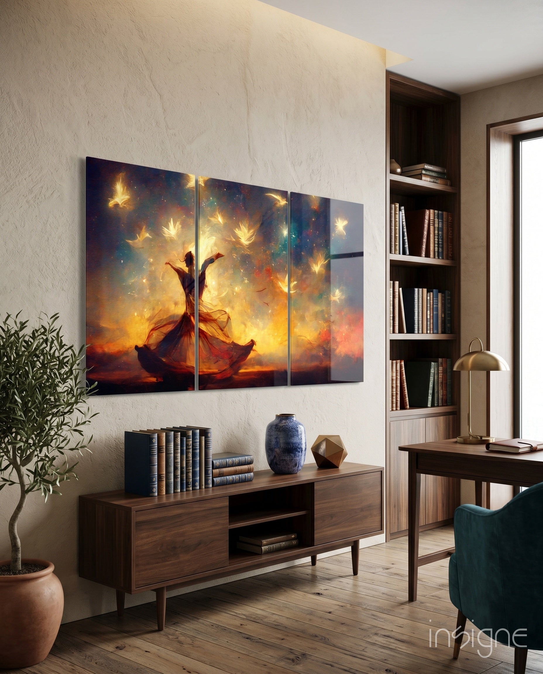 Under the Stars Glass Wall Art - Lifestyle preview in a designer interior