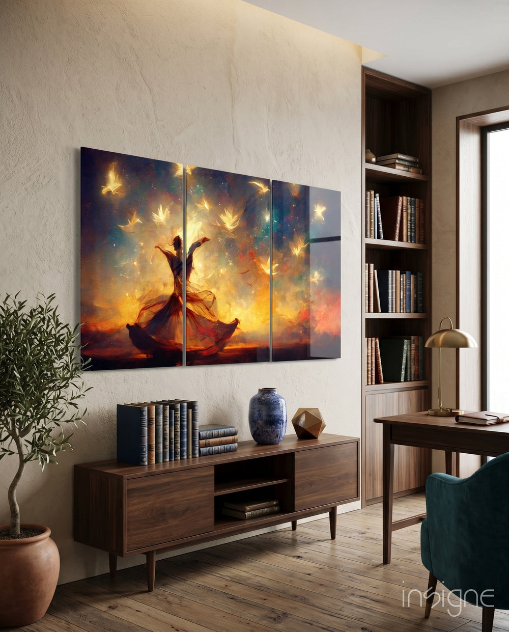 Under the Stars Glass Wall Art - Lifestyle preview in a designer interior