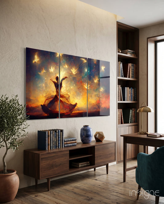 Under the Stars Glass Wall Art - Lifestyle preview in a designer interior
