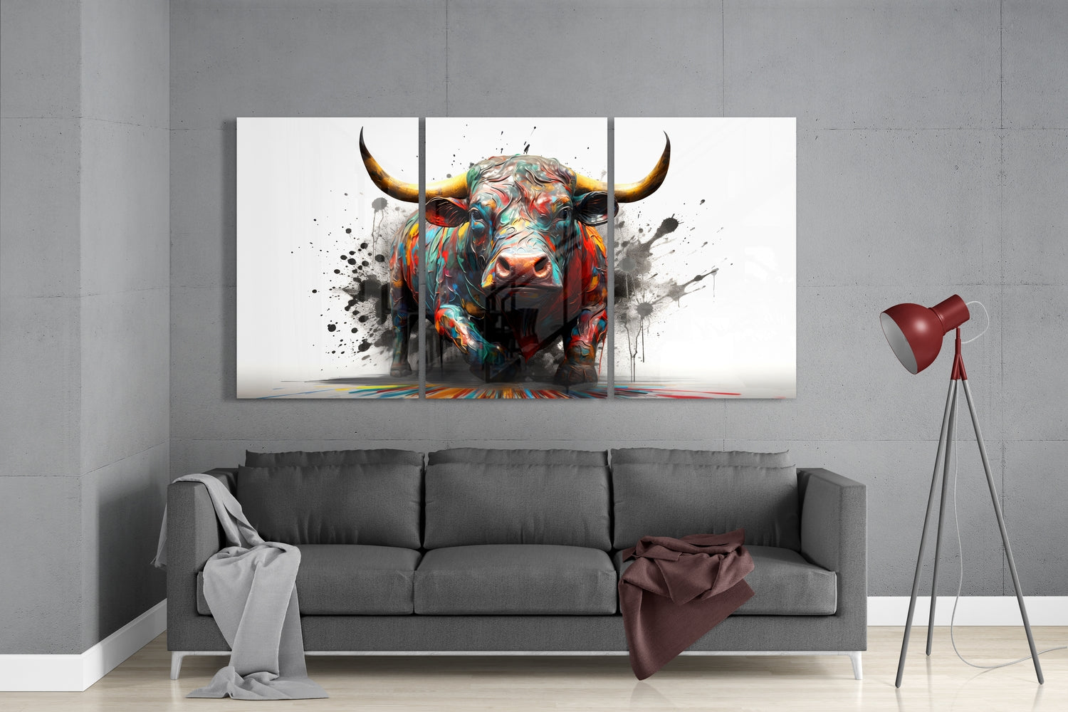 Bull Mega Glass Wall Art.