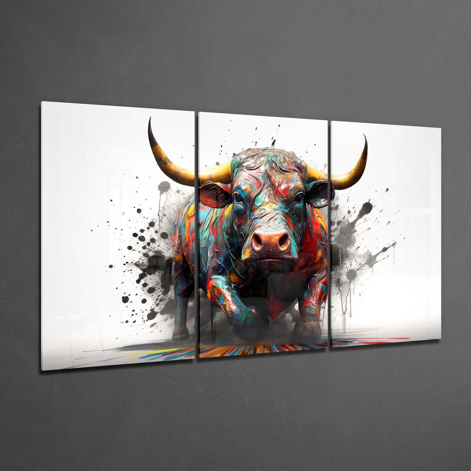 Bull Mega Glass Wall Art.
