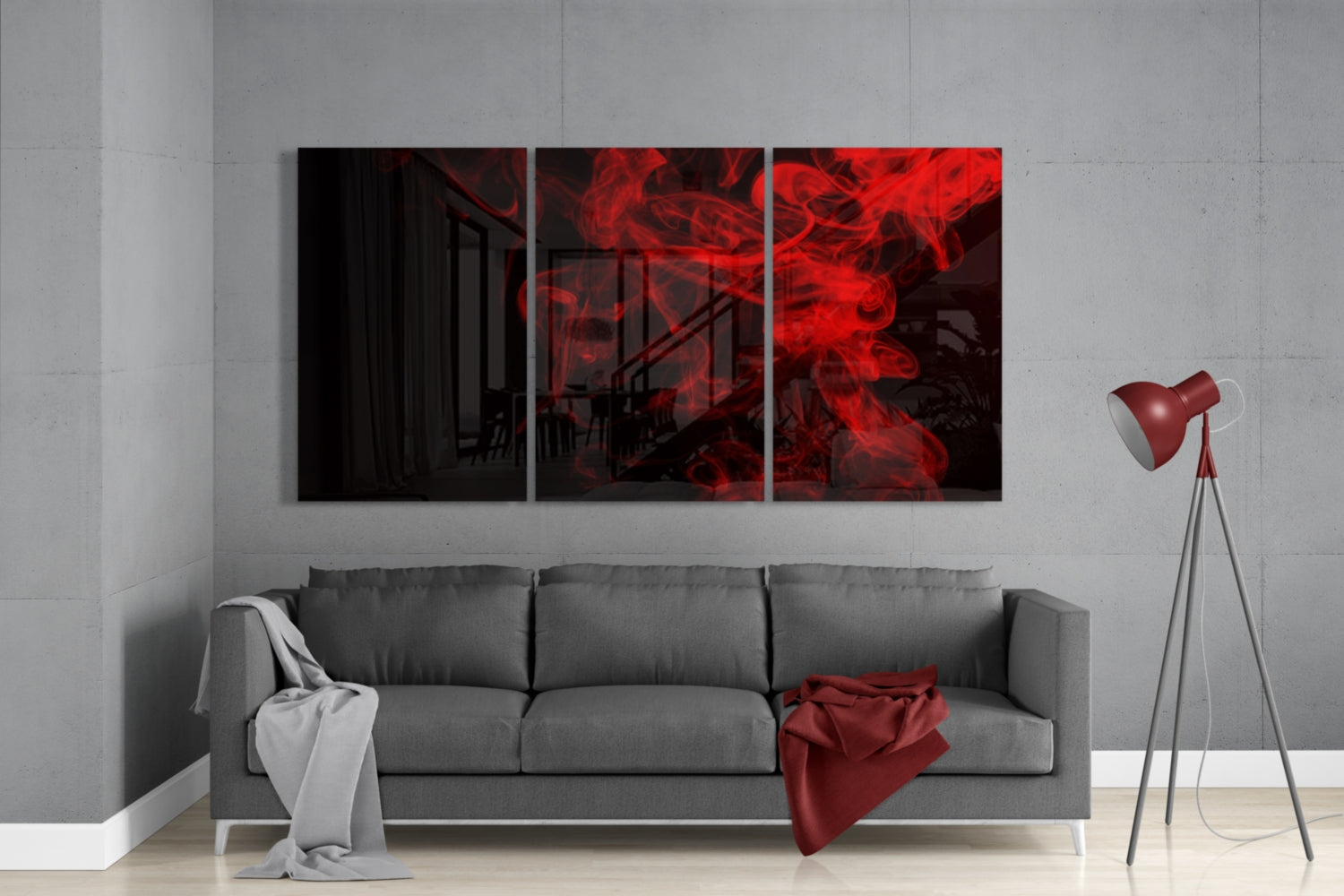 Red Smoke Mega Glass Wall Art.
