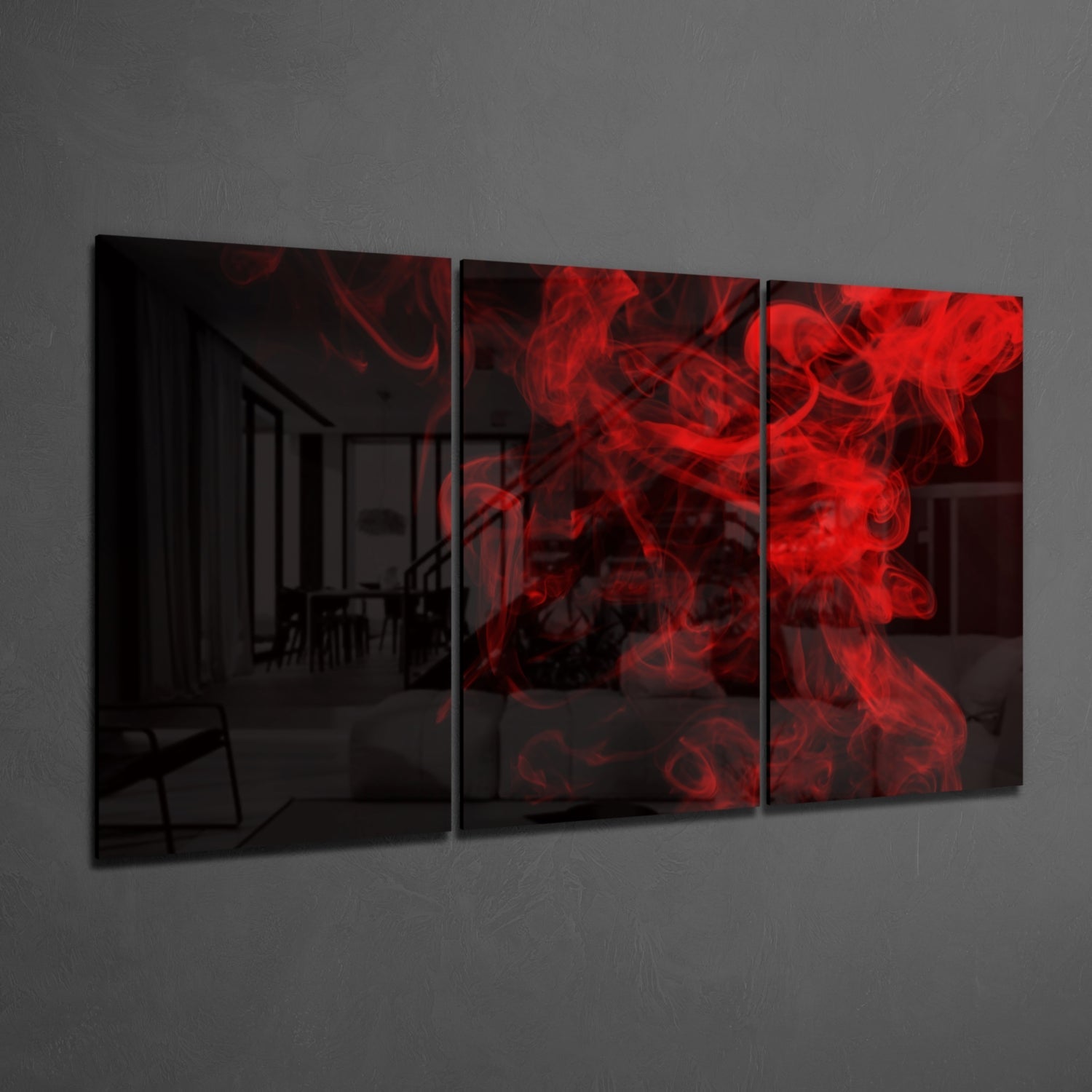 Red Smoke Mega Glass Wall Art.