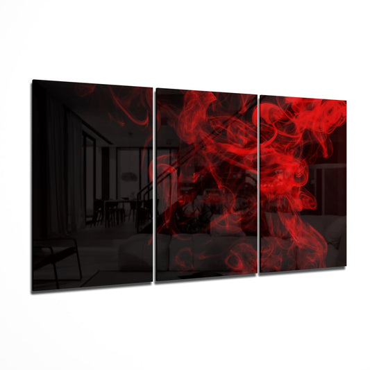 Red Smoke Mega Glass Wall Art.