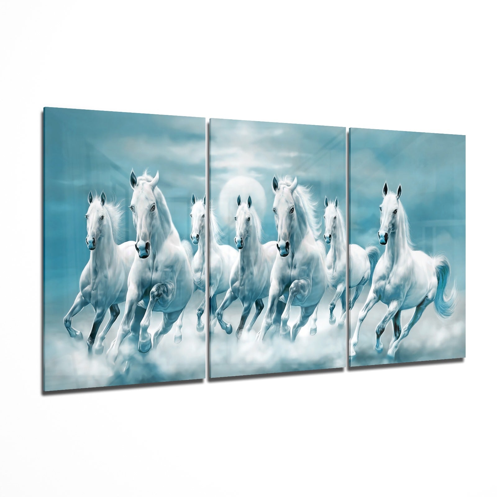 Running Horses Mega Glass Wall Art