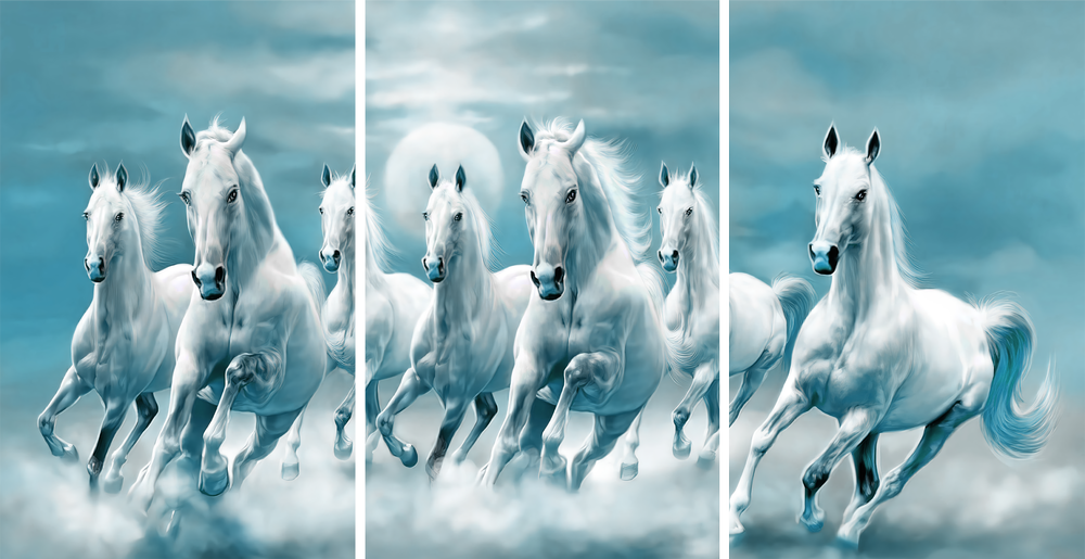 Running Horses Mega Glass Wall Art