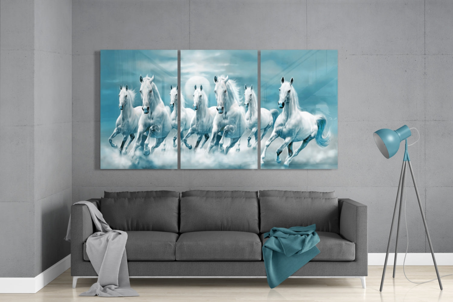 Running Horses Mega Glass Wall Art.