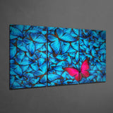 Butterflies Mega Glass Wall Art Blue and Pink