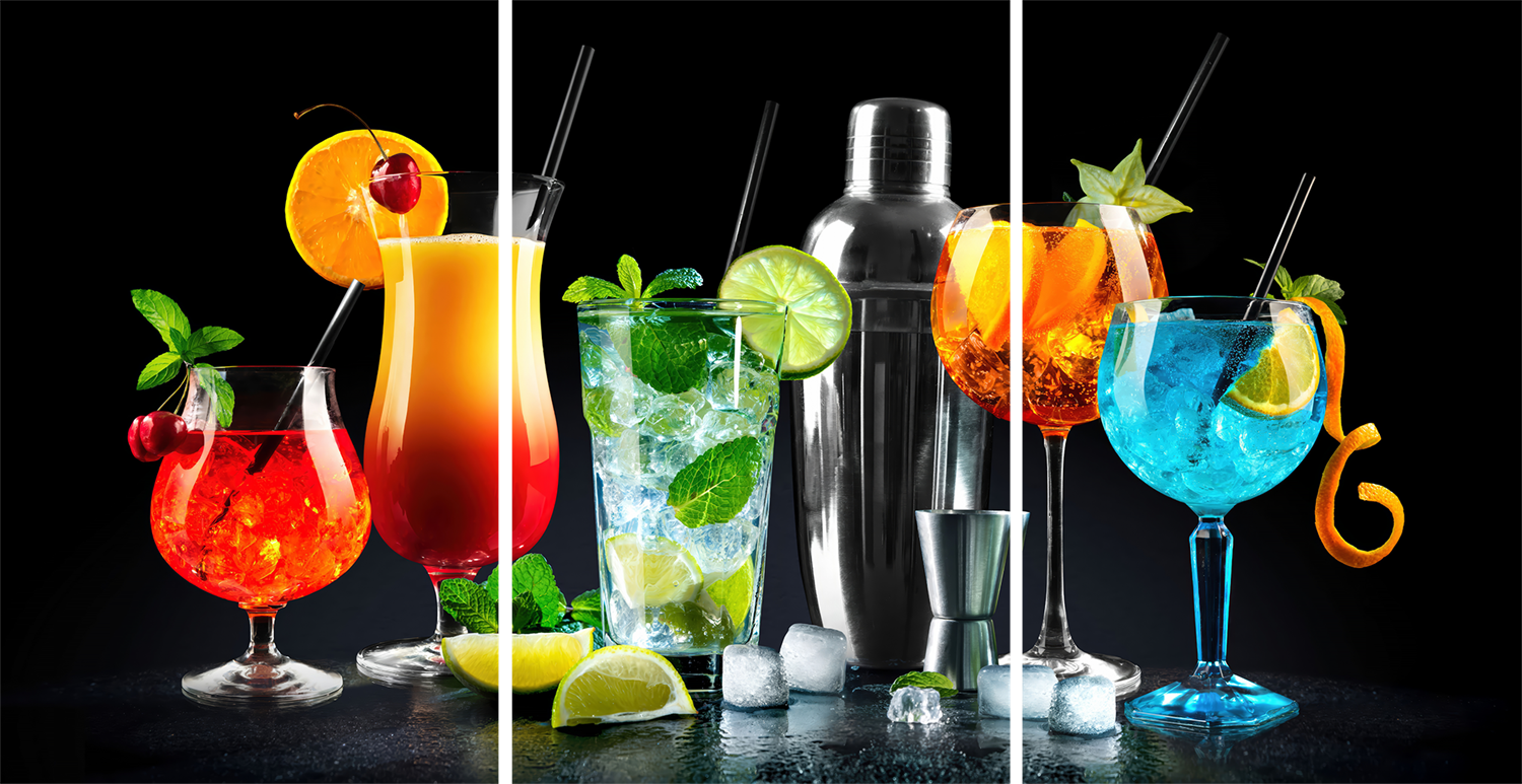 Cocktails Mega Glass Wall Art