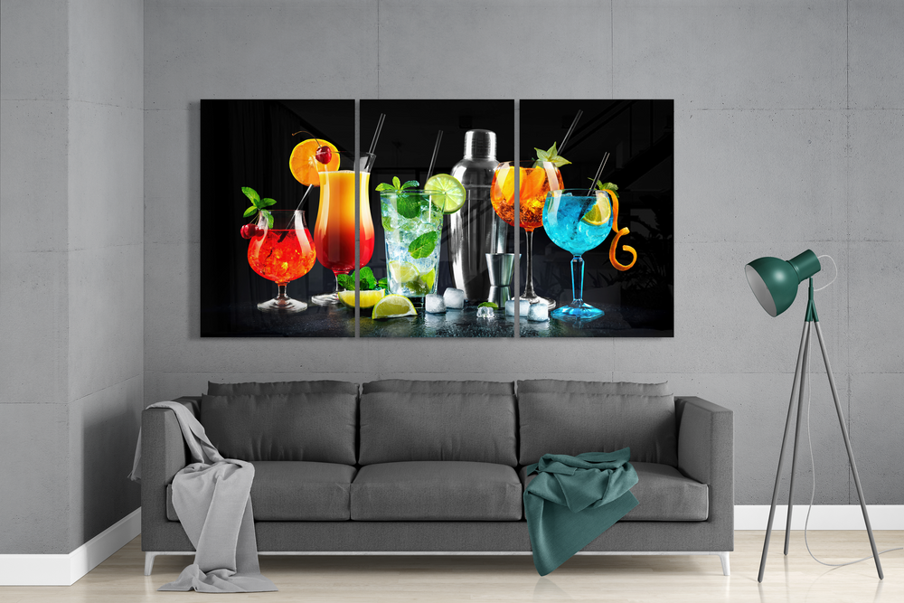 Cocktails Mega Glass Wall Art