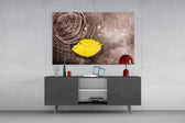 Yellow Leaf Glass Wall Art | Full Tempered Glass Panel View