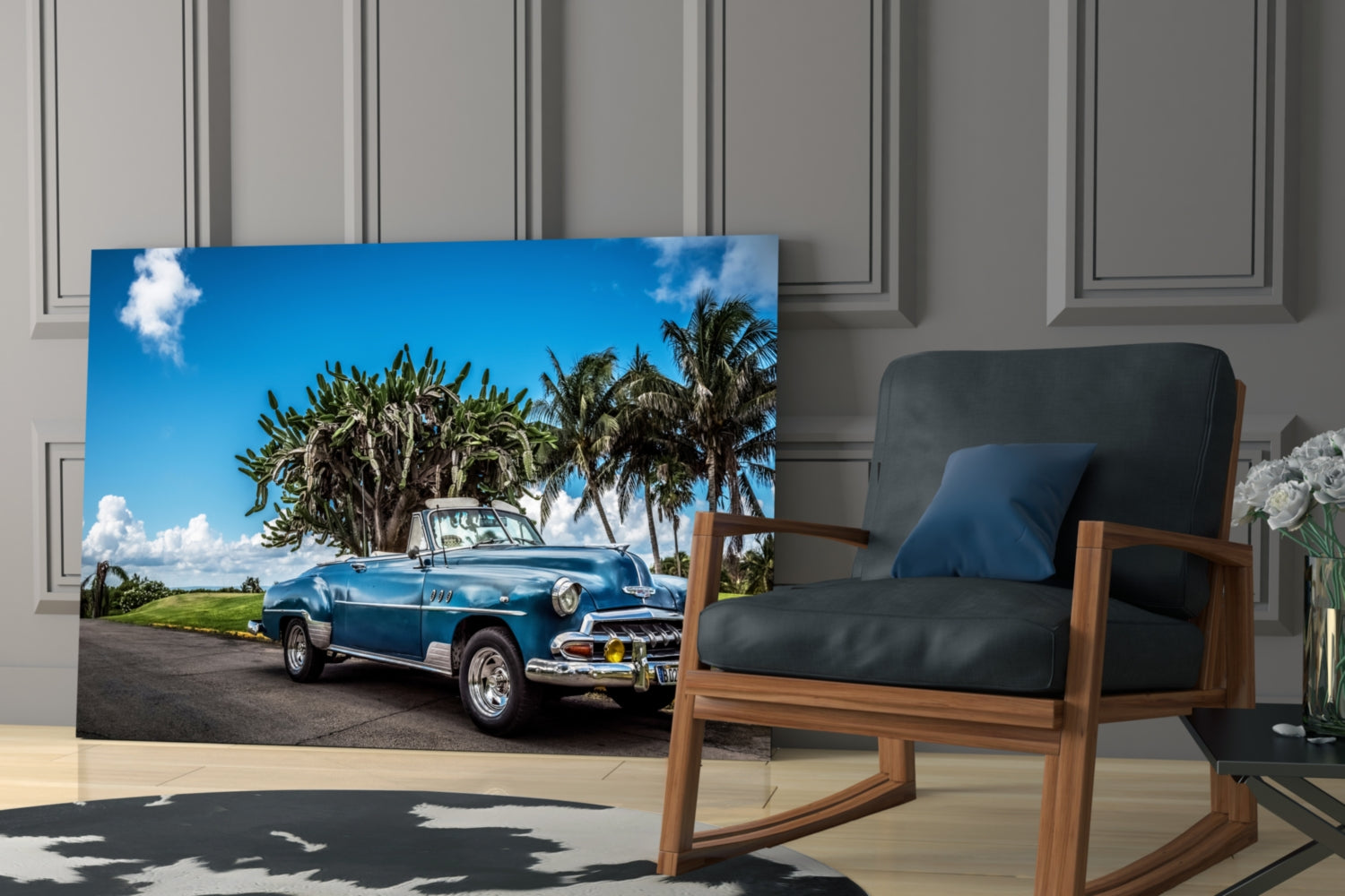 Chevrolet Classic Car Glass Wall Art.