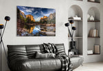 Lake panel adding wilderness calm to a restful bedroom
