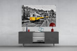 Yellow Tram Lisbon Glass Wall Art | Full Tempered Glass Panel View
