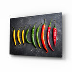 Pepper still-life panel bringing editorial color to a contemporary kitchen