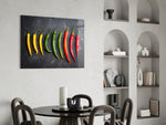 Pepper glass print anchoring a cafe or restaurant wall