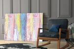 Painted Wood artwork anchoring a bohemian reading corner