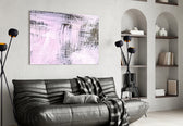 Abstract panel adding painterly texture to a hallway